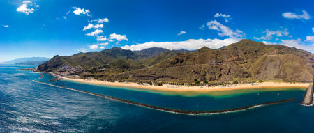 One of the best beaches of Tenerife, Playa de Las Teresitas, Spain, Canary Islandsの写真素材