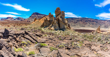 Amazing volcanic rock formations, Roques de Garcia, Tenerife, Canary Islands, Spainの写真素材