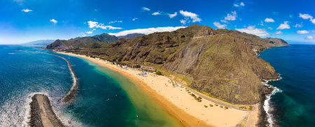 One of the best beaches of Tenerife, Playa de Las Teresitas, Spain, Canary Islandsの写真素材