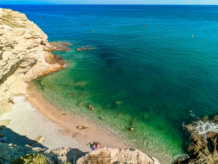 Summer beach Platja del ParadÃ­s near Villajoyosa, Spainの写真素材