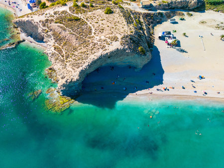 Summer beach Platja del ParadÃ­s near Villajoyosa, Spainの写真素材
