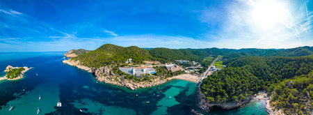 beach of Port Sant Miquel on the north shore of Ibiza island in Spainの写真素材