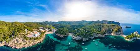 beach of Port Sant Miquel on the north shore of Ibiza island in Spainの写真素材