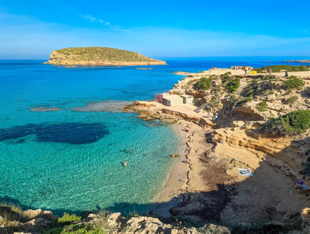 Platges de Comte, North Ibiza, Baleares, the most amazing beach on the islandの写真素材