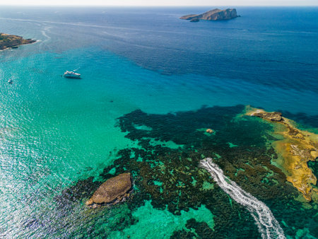 Platges de Comte, North Ibiza, Baleares, the most amazing beach on the islandの写真素材