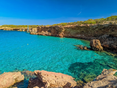 Platges de Comte, North Ibiza, Baleares, the most amazing beach on the islandの写真素材