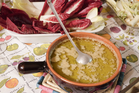 Bagna cauda. Typical regional Piedmont dish. italyの写真素材
