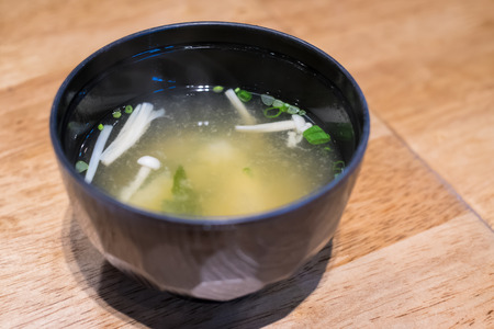 Miso soup in Japanese bowl, Japanese foodの写真素材