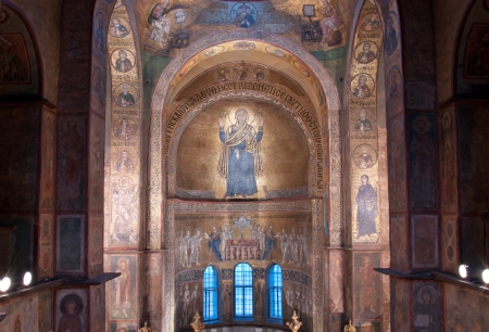 Interior of Sofia Cathedral in Kiev, Ukraine のeditorial素材
