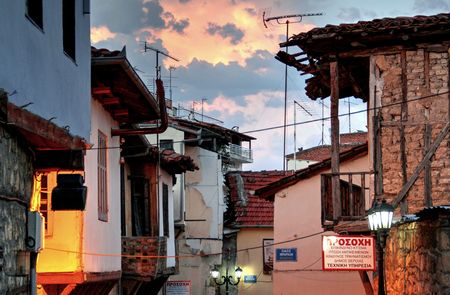 Greek portrait of everyday life in Thessaloniki in the summerのeditorial素材