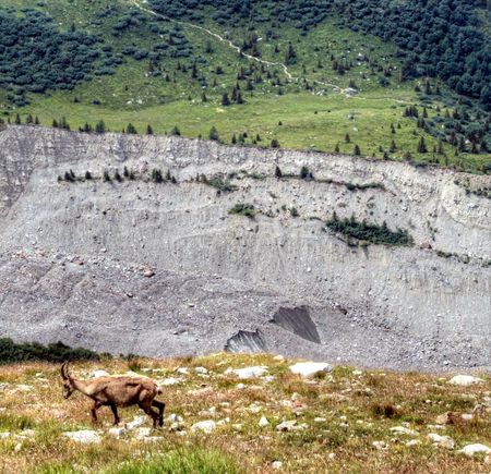 French rural landscape in mountain area with dramatic skiesの写真素材