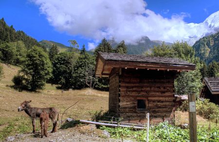 French rural landscape in mountain area with dramatic skiesの写真素材