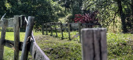 French rural landscape in mountain area with dramatic skiesの写真素材