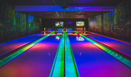 Colorful bowling evening in Amsterdam, The Netherlands