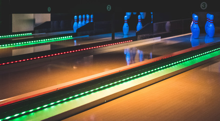 Colorful bowling evening in Amsterdam, The Netherlandsの写真素材