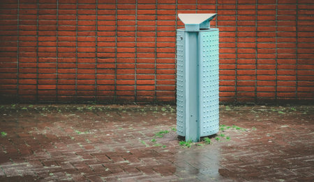 Trashcan on a rainy day in Amsterdam, the Netherlands