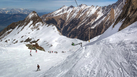 Overview of Austrian ski resort in the Alps of Austria
