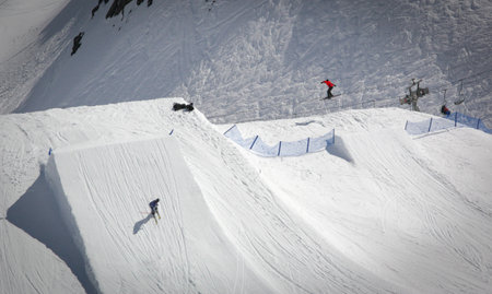 Overview of Austrian ski resort in the Alps of Austria
