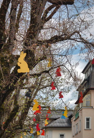 easter decoration in austrian village in austria
