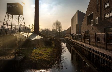 agricultural water tower in sunset in Amsterdam, the Netherlandsのeditorial素材
