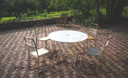Old fashioned chairs on a terrace in france