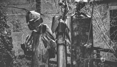 metal sculptures in garden of french townのeditorial素材