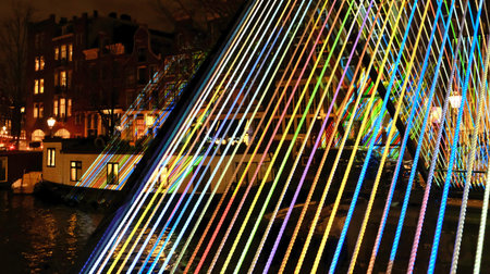 Light installation in amsterdam red light district during amsterdam light festival