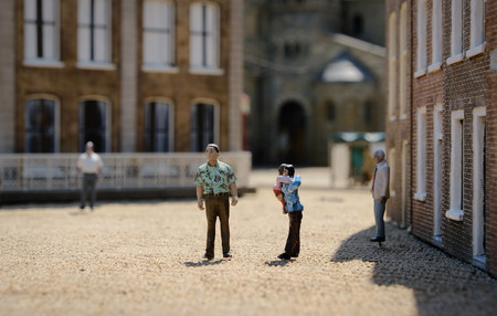 miniature streets of amsterdam at Madurodam, the Netherlandsの写真素材