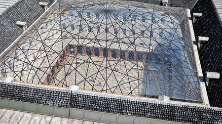 glass roof of miniature museum in Madurodam, the Netherlandsの写真素材