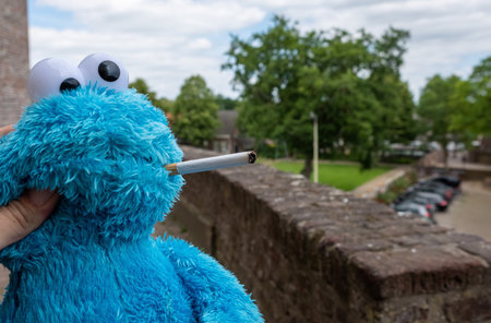 Cookie Monster, a Muppet on the long-running children's television show Sesame Street, is smoking a...