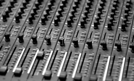 slide mixer in black and white selective focus buttons perspective view studioの写真素材