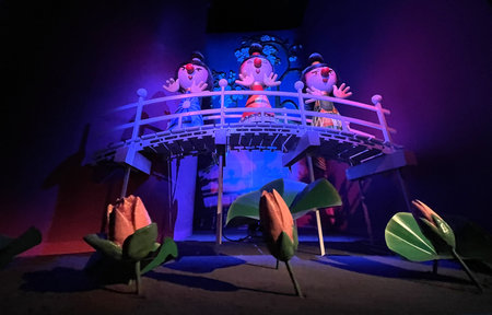 puppets in a festive colorful circus show in amsterdam