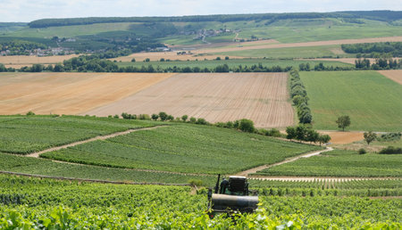 vineyards in the champagne region near Reims in France in the summerの写真素材
