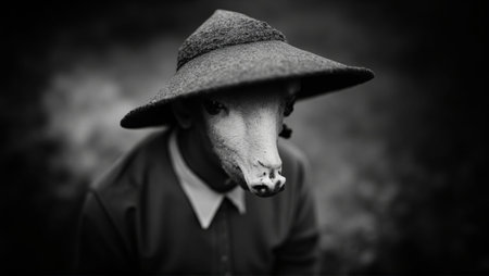 Portrait of a man in a hatの写真素材