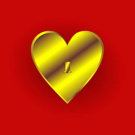 A vector illustration of a golden heart, a symbol of sincere love, perfect for gifts for loved ones, for wall decoration, and more.のイラスト素材