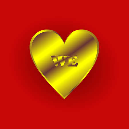 A vector illustration of a golden heart, a symbol of sincere love, perfect for gifts for loved ones, for wall decoration, and more.のイラスト素材