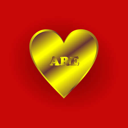 A vector illustration of a golden heart, a symbol of sincere love, perfect for gifts for loved ones, for wall decoration, and more.のイラスト素材