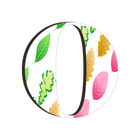 Illustration of alphabet letter O with leaf pattern isolated on white background. Suitable for all businesses.のイラスト素材
