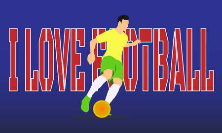 Illustration of the sports slogan of football, I Love football, to give motivation.のイラスト素材