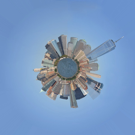 Skyline of New York City, Lower Manhattan with the One World Trade Centerの写真素材