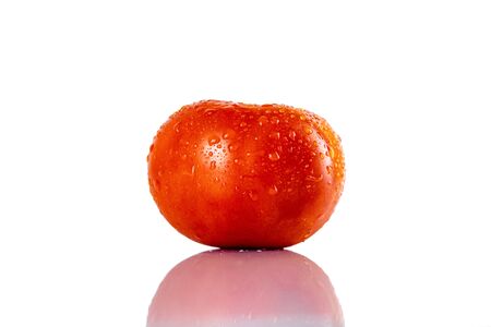 Fresh, red tomato isolated on white background. Organic vegetables. Healthy eating concept.の写真素材