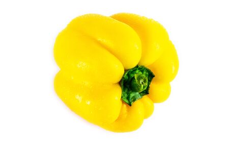 Fresh yellow capsicum paprika isolated on white. Healthy eating concept. Bell pepper isolated on white.の写真素材
