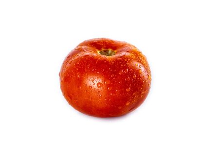 Fresh, red tomato isolated on white background. Organic vegetables. Healthy eating concept.の写真素材