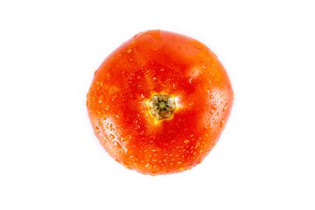 Fresh, red tomato isolated on white background. Organic vegetables. Healthy eating concept.の写真素材