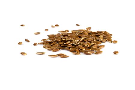 Linseed, flaxseed, linum isolated on white. Vegan and healthy eating concept.の写真素材