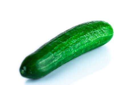 Fresh, green Cucumber isolated on white background. Organic vegetables. Healthy eating concept.With  .の写真素材