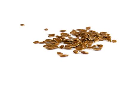Linseed, flaxseed, linum isolated on white. Vegan and healthy eating concept.の写真素材