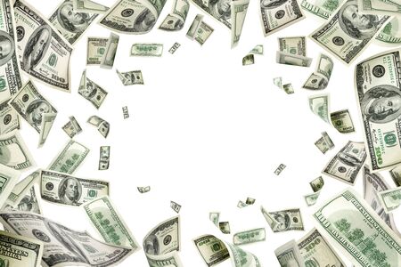 Dollar sign. American money. Cash background, us bill. Money falの写真素材