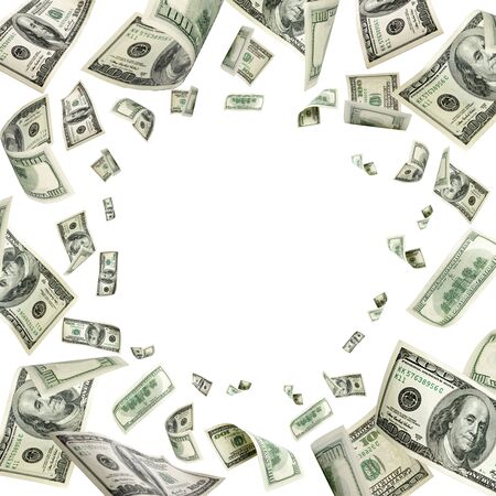 Dollar sign. American money. Cash background, us bill. Money falの写真素材