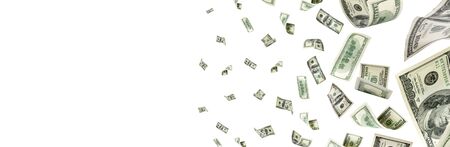 Us dollar bill. Washington american cash. Falling usd money backの写真素材